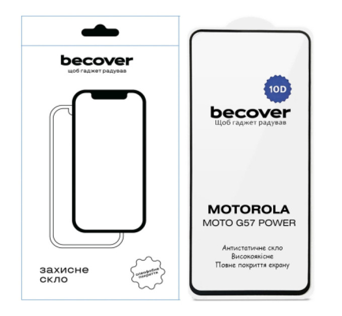 BeCover Скло захисне BeCover 10D Motorola Moto G57 Power Black (714856)