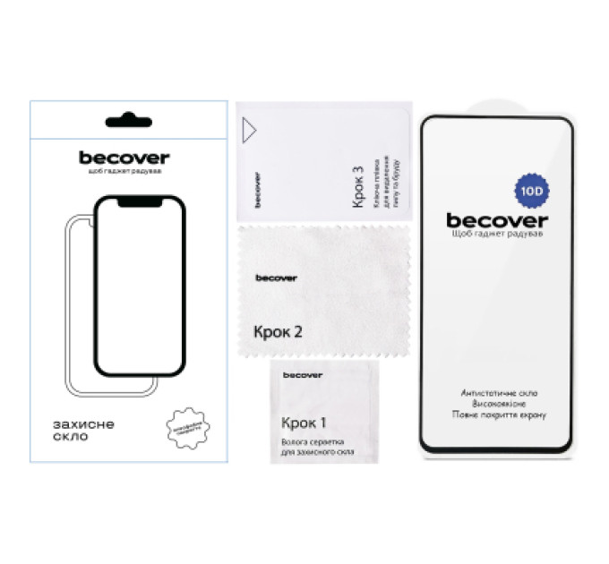 BeCover Скло захисне BeCover 10D Motorola Moto G57 Power Black (714856)