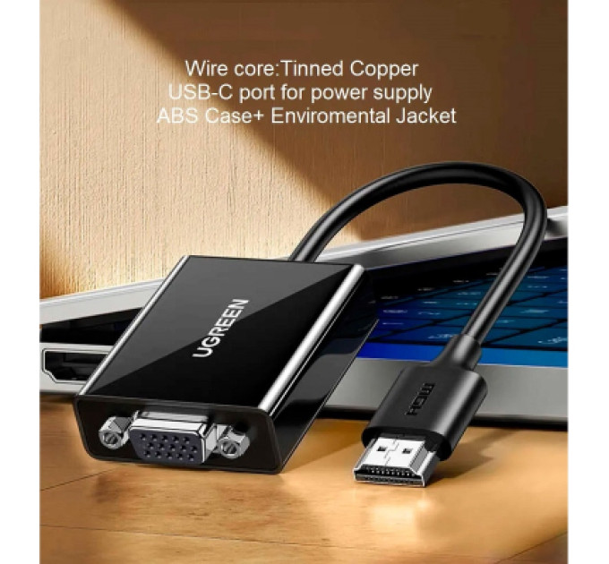 Ugreen Перехідник HDMI M to VGA F 1920x1080 60Hz black Ugreen (UGR-90813)
