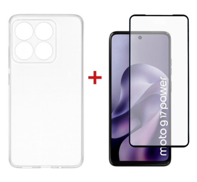 Dengos Чохол до мобільного телефона Dengos TPU Cover + Glass Motorola G17 / G17 Power Transparent (DG-KM-200)