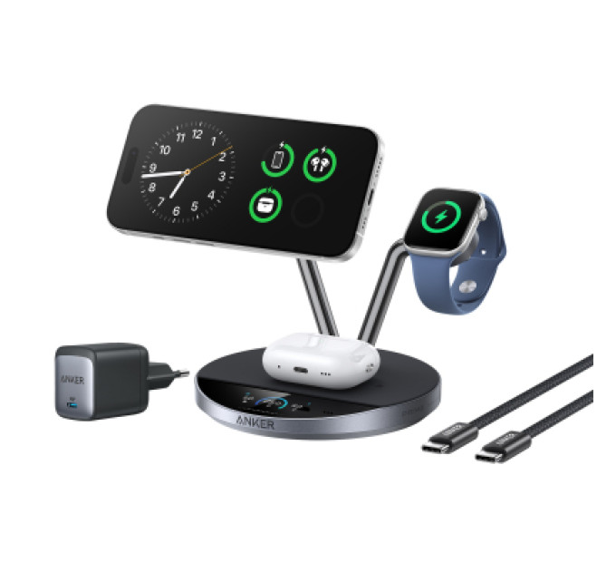 Anker Зарядний пристрій Anker Wireless 3-in-1 MagGo 25W AirCool Dock Stand black (B25X7G11)