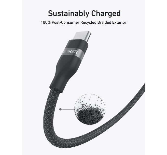 Anker Кабель Anker Upcycled-Braided USB-C - USB-C (M/M), 240W, 0.9 м, Black (A82E2H11)