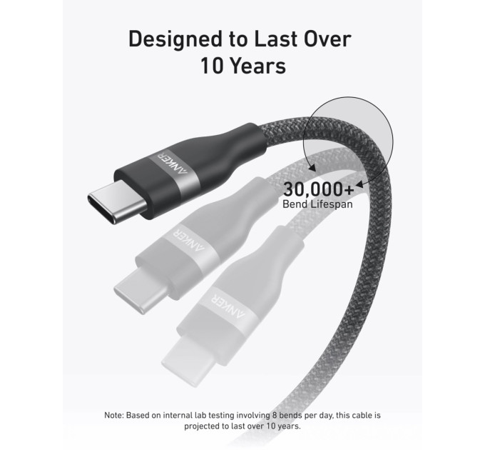 Anker Кабель Anker Upcycled-Braided USB-C - USB-C (M/M), 240W, 0.9 м, Black (A82E2H11)