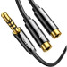 Ugreen Кабель мультимедійний 3.5mm M to 2x3.5mm F 0.2m AV141 black Ugreen (30619)