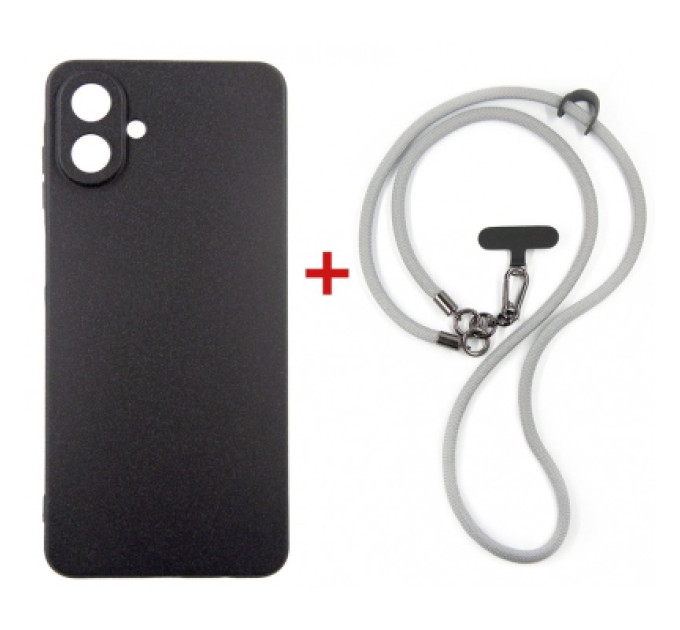Dengos Чохол до мобільного телефона Dengos Case + Cross-body Strap Samsung Galaxy A07 Black+Grey (DG-KM-CCRB-15)
