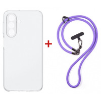 Чохол до мобільного телефона Dengos Case + Cross-body Strap Samsung Galaxy A37 Clear+Purple (DG-KM-CCRB-06)