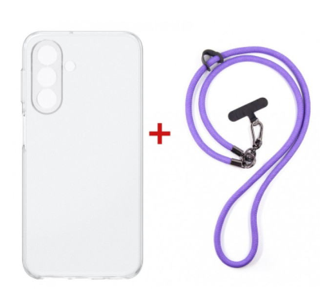 Dengos Чохол до мобільного телефона Dengos Case + Cross-body Strap Samsung Galaxy A37 Clear+Purple (DG-KM-CCRB-06)