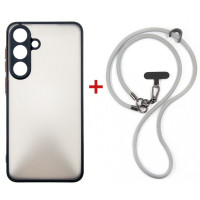 Чохол до мобільного телефона Dengos Case + Cross-body Strap Samsung Galaxy S25 FE Black+Grey (DG-KM-CCRB-28)