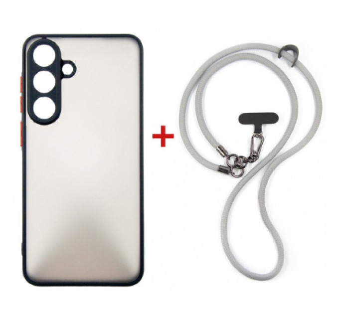 Dengos Чохол до мобільного телефона Dengos Case + Cross-body Strap Samsung Galaxy S25 FE Black+Grey (DG-KM-CCRB-28)