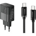 Essager Зарядний пристрій Essager USB-C PD20W + cable USB-C to USB-C 60W black (E20JSB1-SYTT1-T)