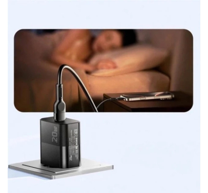 Essager Зарядний пристрій Essager USB-C PD20W + cable USB-C to USB-C 60W black (E20JSB1-SYTT1-T)