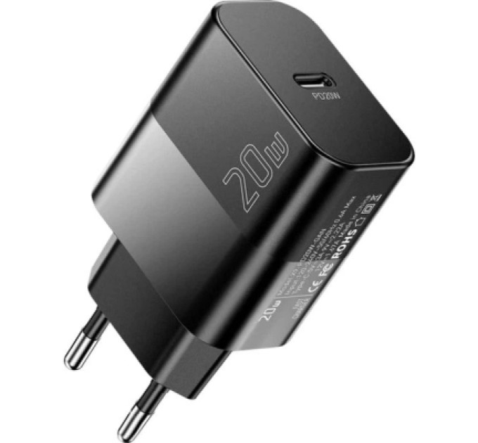 Essager Зарядний пристрій Essager USB-C PD20W + cable USB-C to USB-C 60W black (E20JSB1-SYTT1-T)