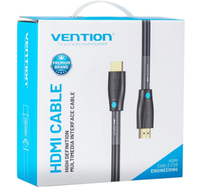 Vention Кабель мультимедійний HDMI to HDMI 8.0m V2.0 Engineering 4K 60Hz 18Gbps HD 7.1 PVC Black Vention (AAMBK)