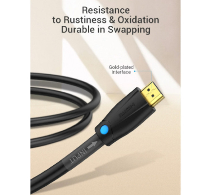 Vention Кабель мультимедійний HDMI to HDMI 8.0m V2.0 Engineering 4K 60Hz 18Gbps HD 7.1 PVC Black Vention (AAMBK)