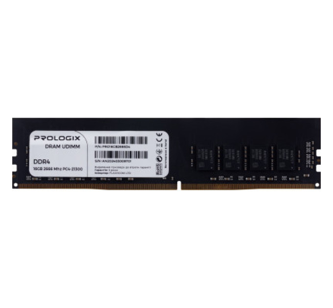 Prologix Модуль пам'яті для комп'ютера DDR4 16GB 2666 MHz Prologix (PRO16GB2666D4)