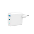 Gembird Зарядний пристрій Gembird 1хUSB-A (QC3.0 18W) + 1xType-C (PD 65W) white (TA-UC-PDQC65L-W-01)