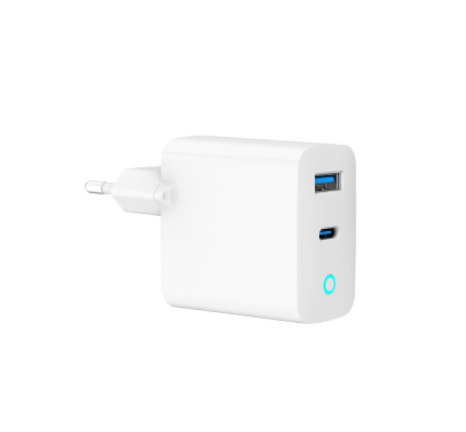 Gembird Зарядний пристрій Gembird 1хUSB-A (QC3.0 18W) + 1xType-C (PD 65W) white (TA-UC-PDQC65L-W-01)