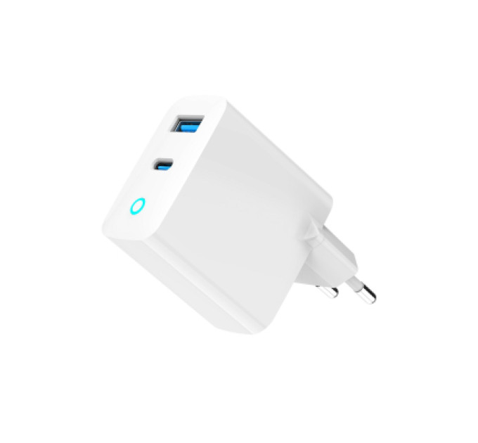Gembird Зарядний пристрій Gembird 1хUSB-A (QC3.0 18W) + 1xType-C (PD 65W) white (TA-UC-PDQC65L-W-01)