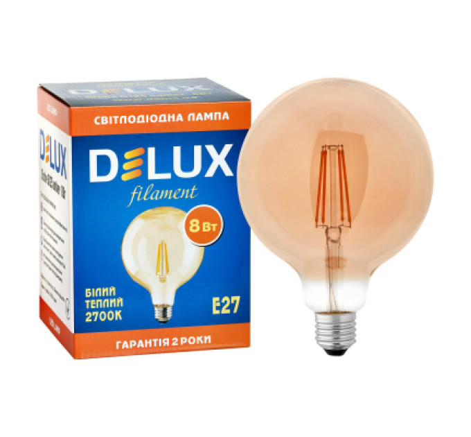 Delux Лампочка Delux Globe G125 8Вт E27 2700К amber filament (90016726)