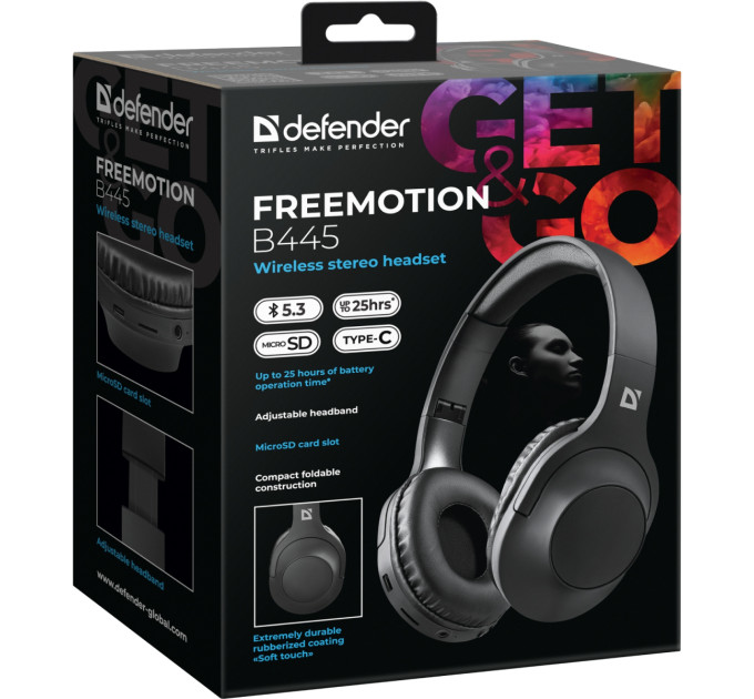 Defender Навушники Defender FreeMotion B445 Bluetooth Black (63445)