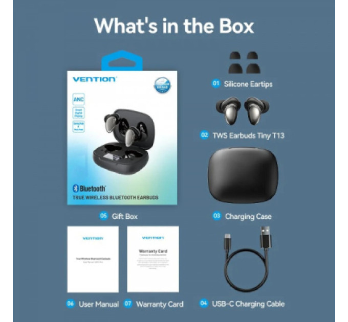 Vention Навушники Vention Tiny Earbuds T13 Black (NBNB0)
