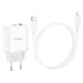 HOCO Зарядний пристрій HOCO C105A Stage 1xUSB-C PD20W + 1xUSB QC3.0 + cable USB-C to Lightning White (6931474782939)