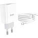 HOCO Зарядний пристрій HOCO C80A Rapido 1xUSB-C PD20W + 1xUSB QC3.0 + cable USB-C to USB-C White (6931474740533)