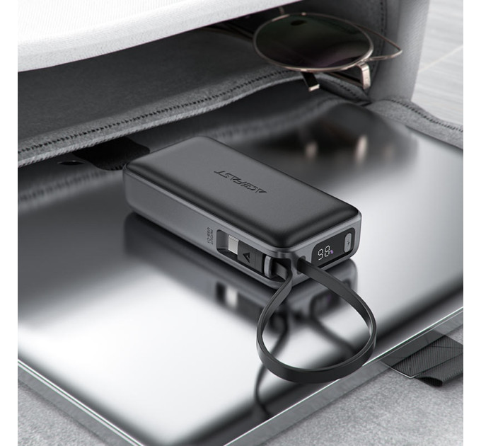 Acefast Батарея універсальна Acefast 10000mAh 30W PD, USB-C witch cable, USB-A, Li-Pol, M7 Black (6974316283379)
