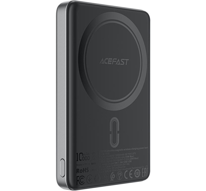 Acefast Батарея універсальна Acefast Magnetic Wireless 10000mAh 20W PD, QC/3.0, QI 15W, M12 Black (6974316283393)