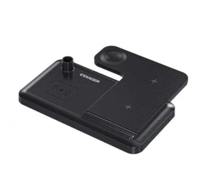 Essager Зарядний пристрій Essager 4-in-1 wireless charger 15W foldable desktop black (EWXZM-JC01-Z)