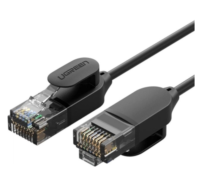 Ugreen Патч-корд 1м, U/UTP CAT 6A Copper Ethernet Cable тонкий(діаметр 2.8мм) NW122 Black UGREEN (70332)