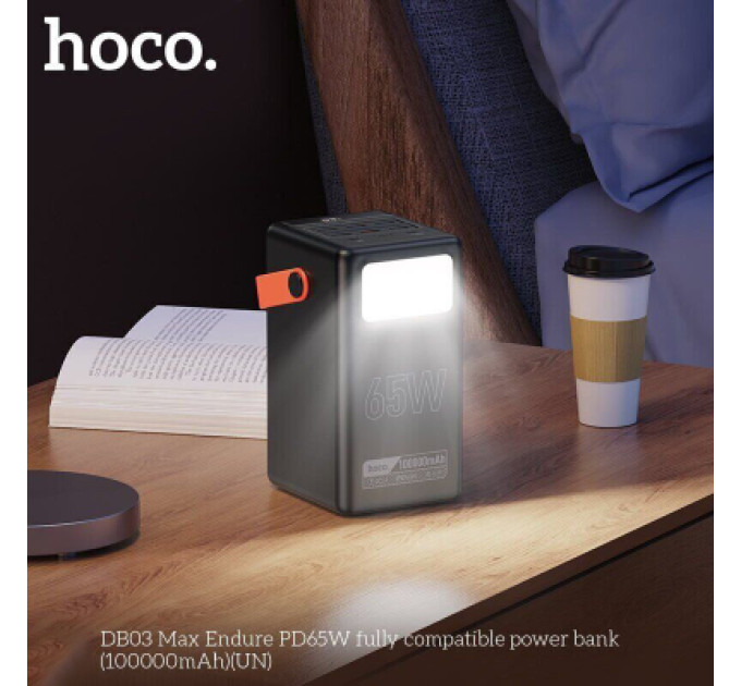 HOCO Батарея універсальна HOCO 100000mAh Max Centurion PD/65W, QC, LED Lamp, Black (DB03 / 714722)