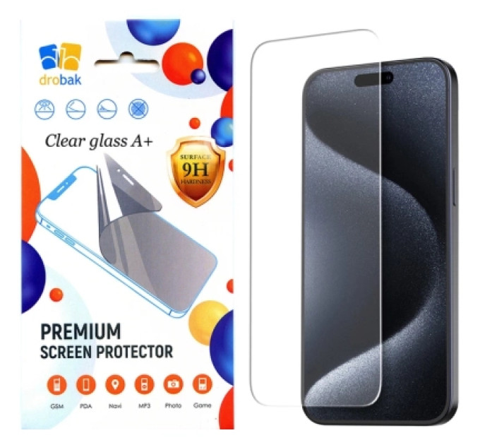 Drobak Скло захисне Drobak Clear glass A+ Apple iPhone 16 Pro Max (151580)