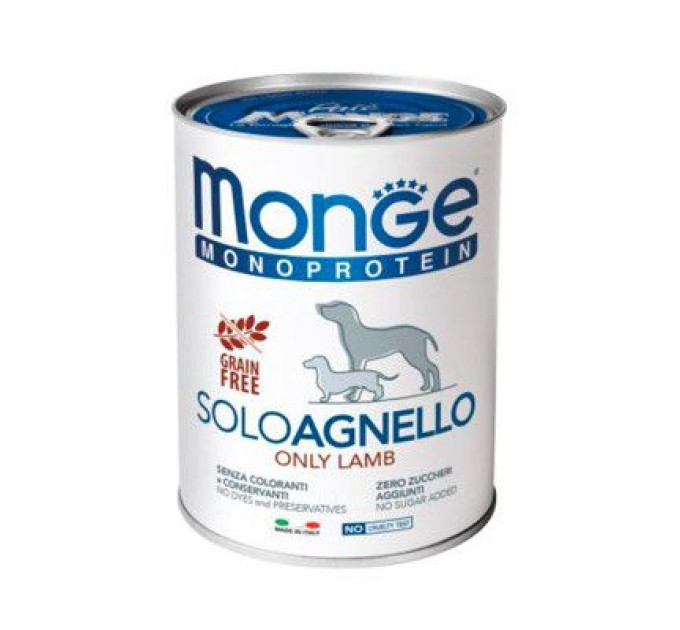 Консерви для собак Monge Dog Solo 100% ягня 400 г (8009470014236)