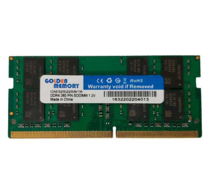 Golden Memory Модуль пам'яті для ноутбука SoDIMM DDR4 16GB 3200 MHz Golden Memory (GM32S22S8/16)