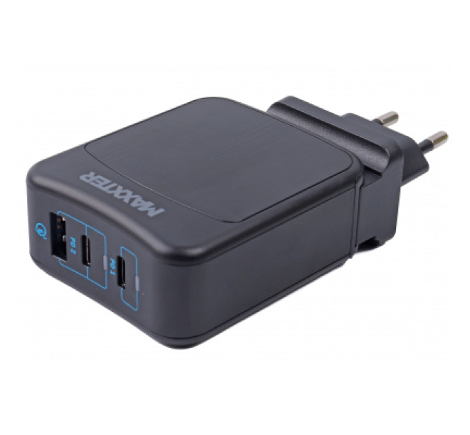 Maxxter Зарядний пристрій Maxxter 1USB-A + 2USB-C (PD 65W+PD 18W + QC 3.0) (WC-PD65W-01)