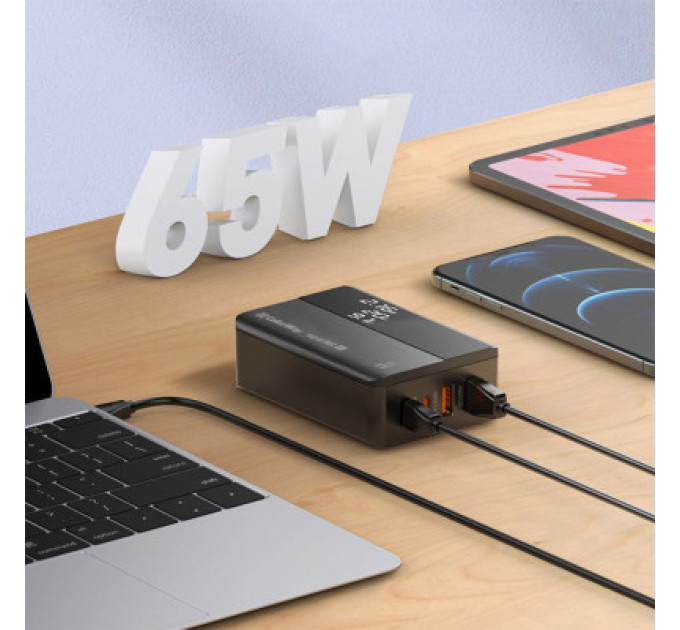 ColorWay Зарядний пристрій ColorWay Power Delivery (2USB-A + 2USB TYPE-C) (65W) black (CW-CHS040PD-BK)