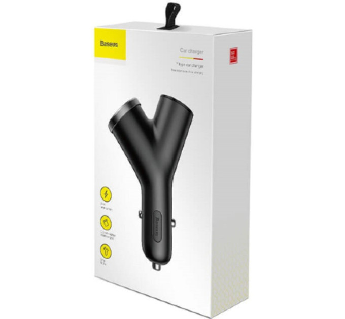 Baseus Зарядний пристрій Baseus Y type dual USB-A Black (CCALL-YX01)