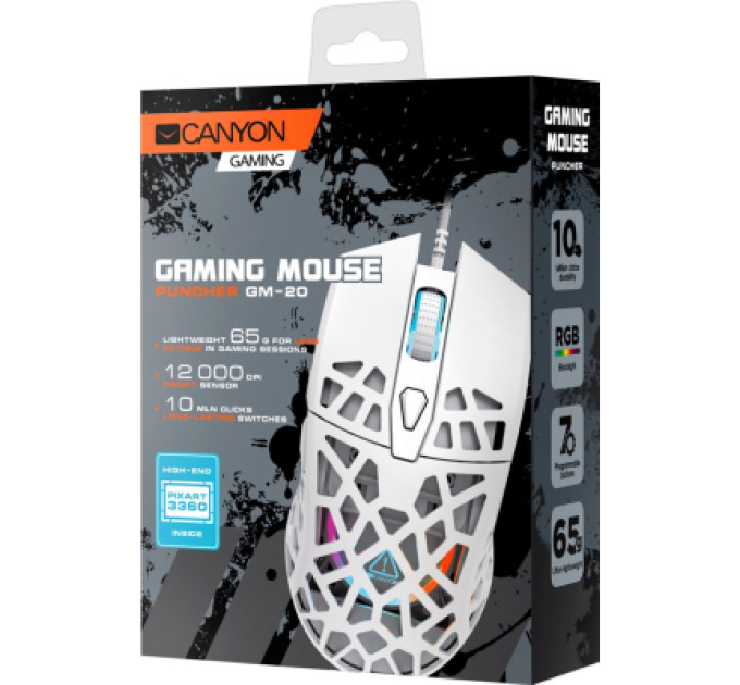 Canyon Мишка Canyon Puncher GM-20 USB White (CND-SGM20W)