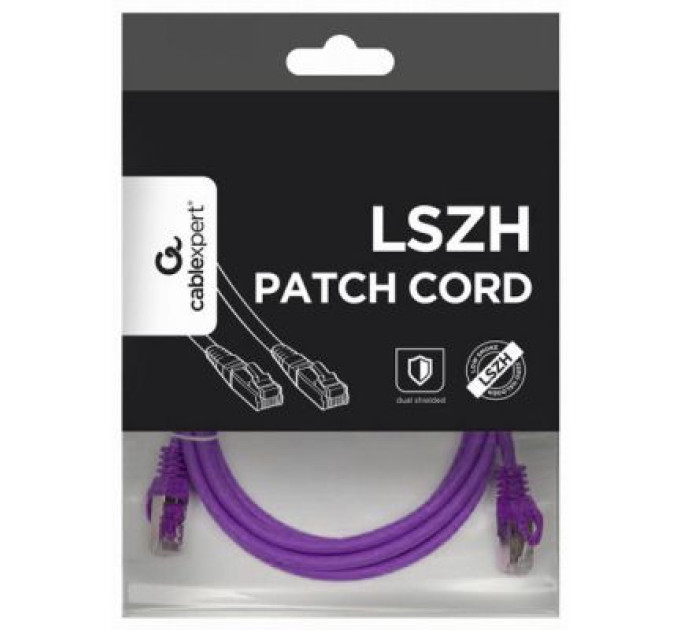 Cablexpert Патч корд Cablexpert PP6A-LSZHCU-V-1M, S/STP, литий, 50u" штекер із фіксатором, 1,0 м, пурпуровий
