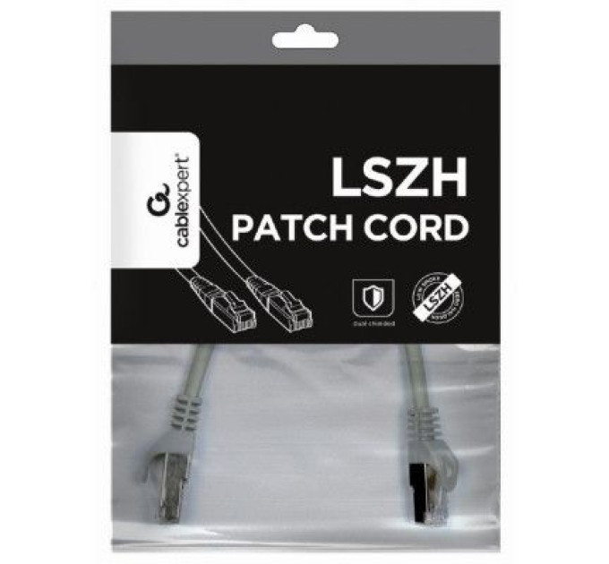 Cablexpert Патч корд Cablexpert PP6A-LSZHCU-5M, S/STP, литий, 50u" штекер із фіксатором, 5.0 м, сірий
