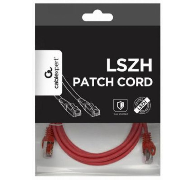 Cablexpert Патч корд Cablexpert PP6A-LSZHCU-R-2M, S/STP, литий, 50u" штекер із фіксатором, 2 м, червоний