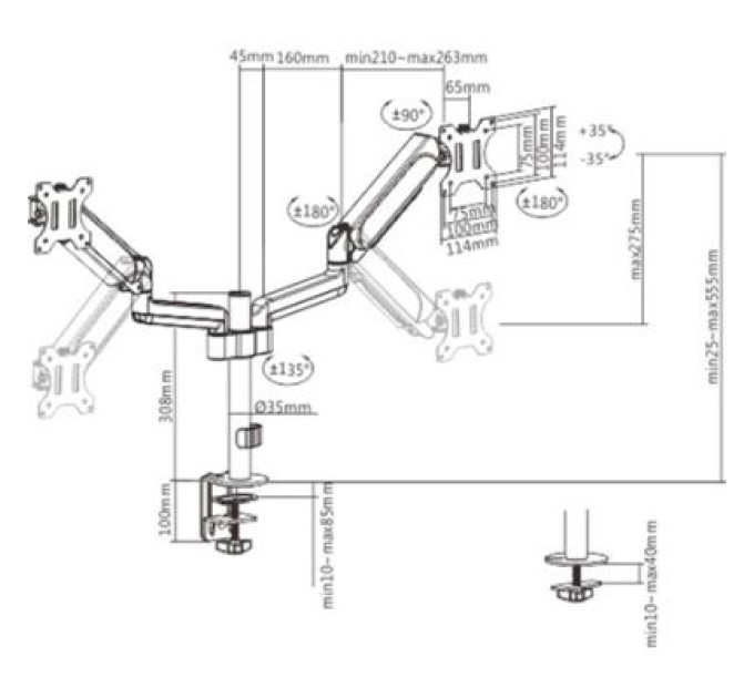 Gembird Кронштейн Gembird MA-DA2P-01