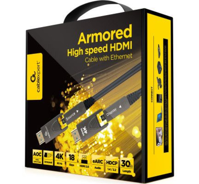 Cablexpert Кабель Cablexpert CCAP-HDMIDD-AOC-10M, HDMI-A/D на A/D V.2.0, вилка/вилка, з позолоченими контактами, 10 м