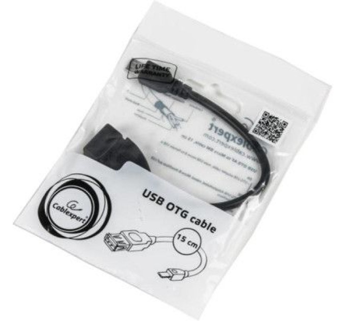 Cablexpert Кабель-адаптер USB OTG Cablexpert A-OTG-AFBM-03 для пристроїв, AF - Micro BM, 0.15 м.