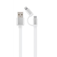 Кабель Cablexpert CC-USB2-AM8PmB-1M-SV, USB 2.0 AM-папа/Lightning+mUSB, 1.0 м.