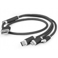 Зарядний кабель USB 3-в-1 Cablexpert CC-USB2-AM31-1M, AM-тато/Lightning/Micro/Type-C, 1.0 м.