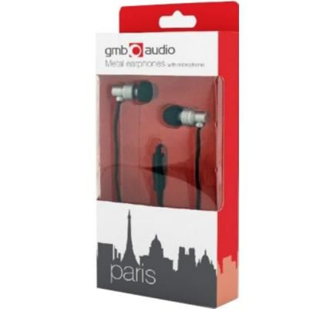 Gmb audio Вакуумні навушники з мікрофоном Gembird MHS-EP-CDG-S, металевий корпус, сірий колір