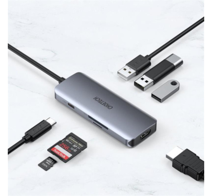 Choetech Адаптер Choetech HUB-M19-GY, USB Type-C 7-в-1