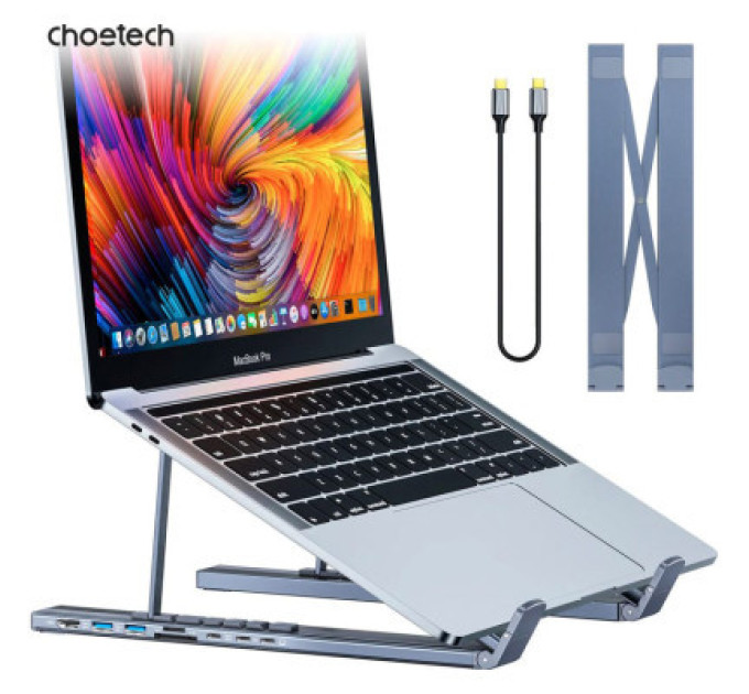 Choetech Адаптер Choetech HUB-M48-GY, USB Type-C 7-в-1